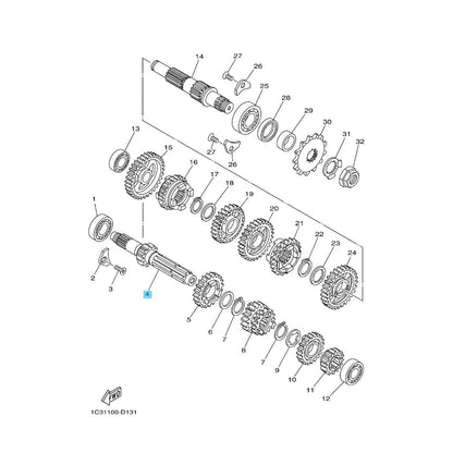 YAMAHA YZ125 '05-21 Genuine Transmission Main Axle(13T) 1C3-17411-10-00 OEM