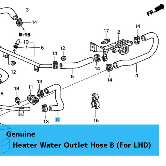 HONDA S2000 AP1/2 '00-09 Genuine Heater Water Outlet Hose B 79726-S2A-A00 LHD