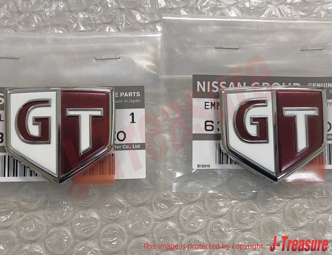 NISSAN SKYLINE R34 ER34 99-02 Genuine Front Side "GT" Emblem Badge Pair 2pcs OEM