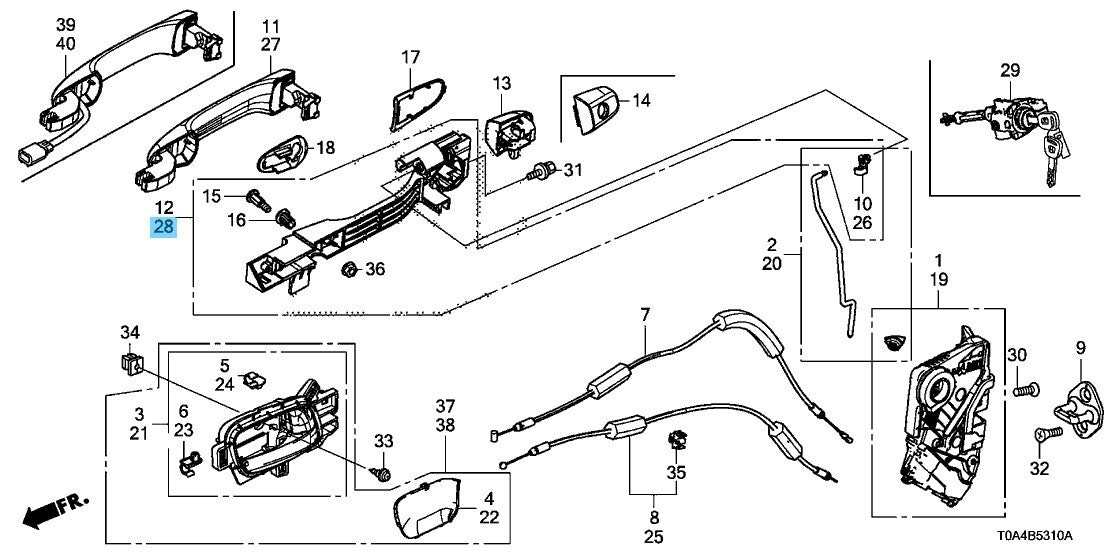 HONDA CR-V RM# 2012-2016 Genuine Front Door Handle Base LH 72182-TR0-A02 OEM