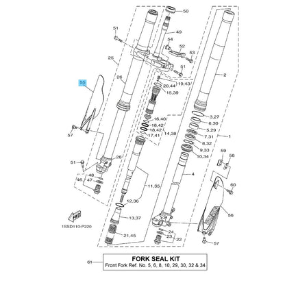 YAMAHA YZ125 '15-20 Genuine Front Fork Protector No.2(RH) 17D-2315J-50-00 OEM