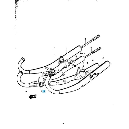 SUZUKI GT380 GT550 1973-1977 Genuine Muffler Connector 14771-06090 OEM
