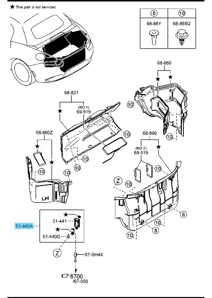 MAZDA MX-5 MIATA ND 2016-2023 Genuine Cargo Room Lamp D651-51-440B OEM