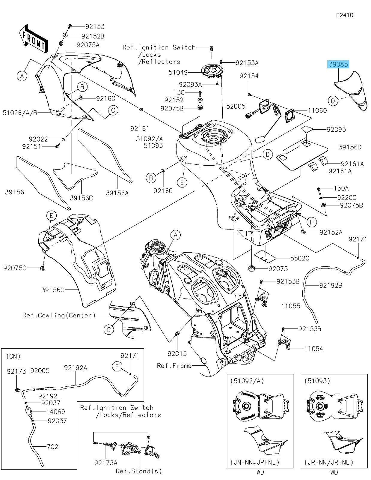 KAWASAKI NINJA ZX-14R ZX1400 2016-2024 Genuine Fuel Tank Pad 39085-0011 OEM