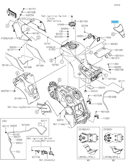 KAWASAKI NINJA ZX-14R ZX1400 2016-2024 Genuine Fuel Tank Pad 39085-0011 OEM