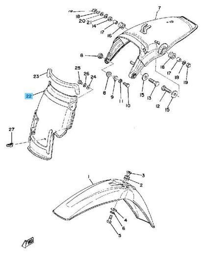 YAMAHA XT500 1977-1981 Genuine Rear Mud Guard Comp 1T1-21620-00-00 OEM