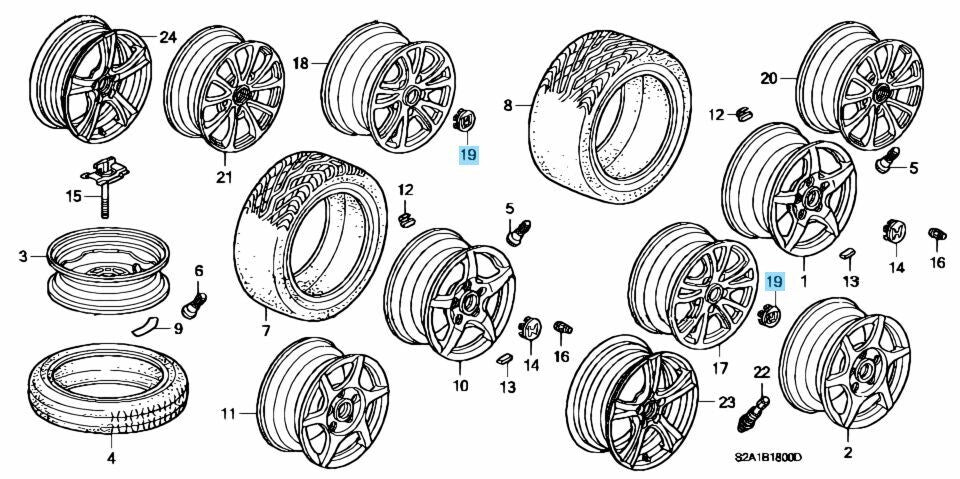 HONDA S2000 AP2 04-07 Genuine Aluminum Wheel Center Cap 17 inch 4pcs Set OEM