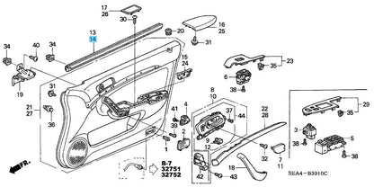 HONDA ACURA TSX 04-08 Genuine Front Door Inner Weatherstrip LH 72375-SEA-013 OEM