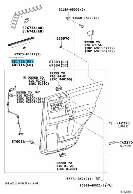 TOYOTA 4RUNNER 10-22 Genuine Rear Door Glass Inner Weatherstrip RH 68173-60060