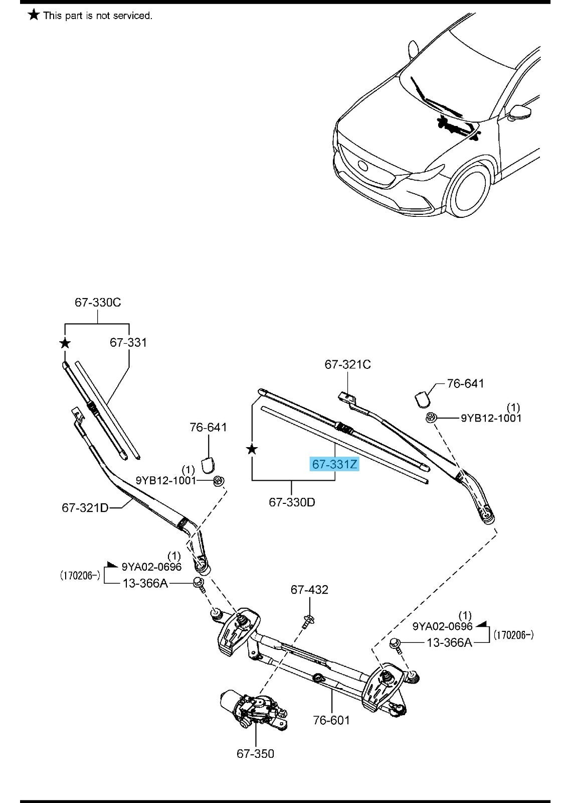 MAZDA CX-5 KF2P KF5P KFEP 17-23 Genuine Front Wiper Blade LH TK48-67-333 OEM