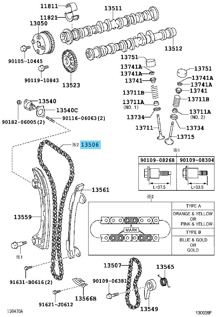 TOYOTA RAV4 ACA33 ACA38 2006-2009 Genuine 2AZ-FE Chain Sub-Assy 13506-28011 OEM
