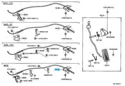 TOYOTA SUPRA MA70 88-93 Genuine MT Accelerator Control Cable 78180-14780 OEM RHD