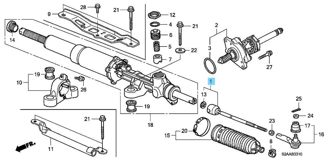 HONDA S2000 '00-09 AP1 AP2 Genuine Rack End(Inner Tie Rod) 53010-S2A-003 OEM