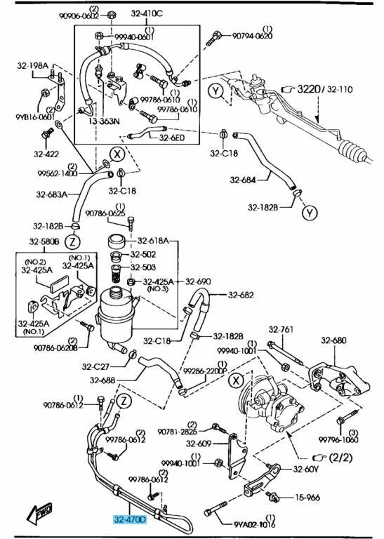 MAZDA PROTEGE BJ 1999-2003 Genuine Oil Cooler Hose B26K-32-470C OEM
