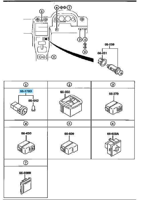 MAZDA MIATA MX-5 NB NB6C 1999-2005 Genuine Hazard Light Switch NC10-66-4H0 OEM