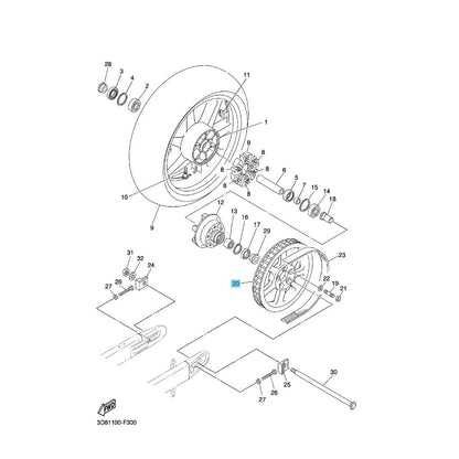 YAMAHA V-STAR 1300 XVS13A 2007-2017 Genuine Rear Wheel Driven Sprocket (70T) OEM
