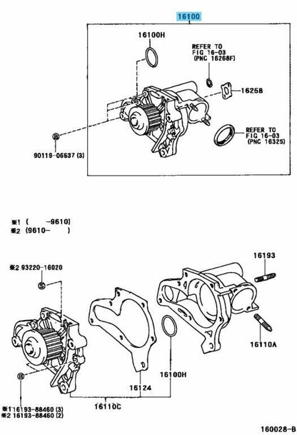 TOYOTA MR2 SW20 1991-1995 ALTEZZA SXE10 Genuine Water Pump Assy 16100-79226 OEM