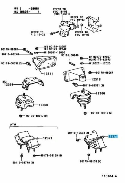 TOYOTA MARK2 JZX100 Genuine M/T Engine Mounting Insulator Rear No.1 12371-46170