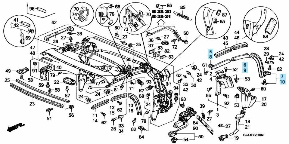HONDA S2000 S2K AP1 AP2 Genuine Weatherstrip Roof Corner Right Left 6pcs Set OEM