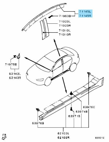 MITSUBISHI LANCER EVOLUTION X 10 CZ4A Genuine Roof Drip Moulding RH & LH Set OEM