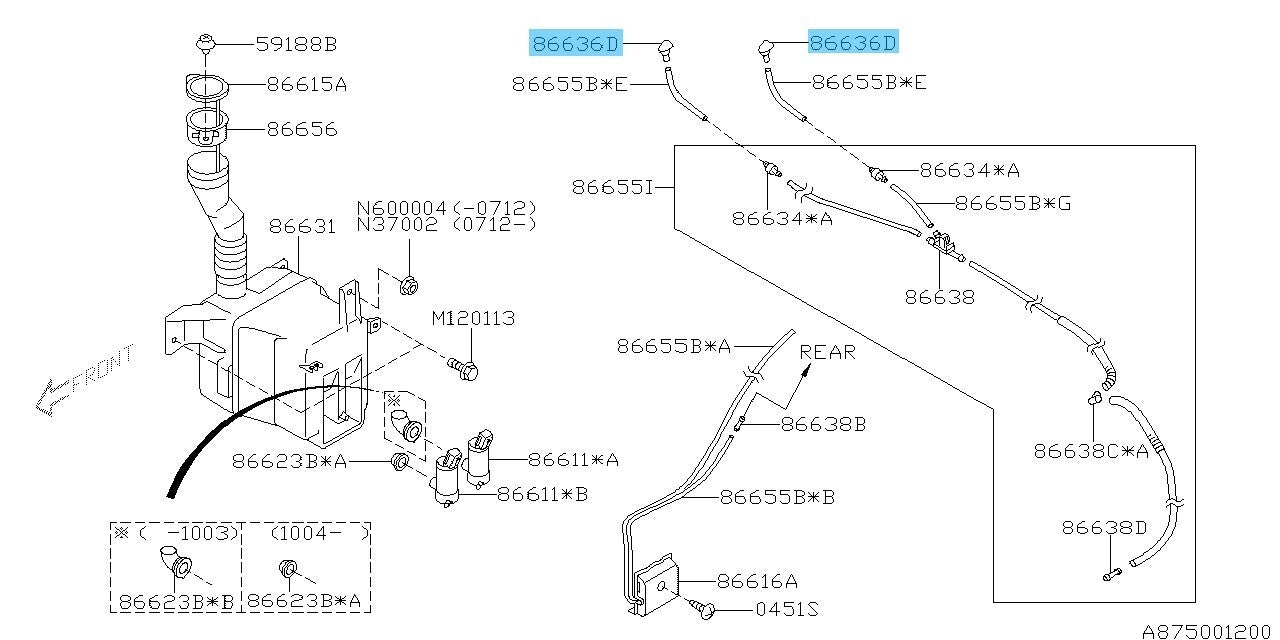 SUBARU IMPREZA GH# 08-14 Genuine Fr/ Windshield Washer Nozzle 86636FG051 x2 Set