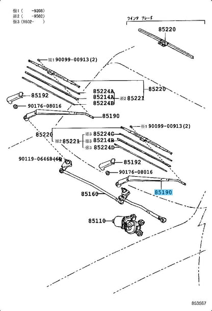 TOYOTA LAND CRUISER FZJ80 HDJ80 HZJ80 RHD Genuine Front Wiper Arm LH OEM