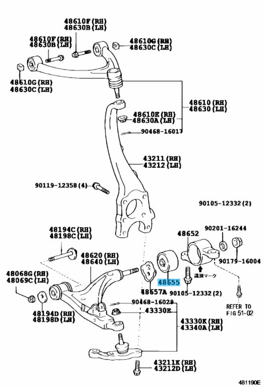 TOYOTA LEXUS LS430 UCF30 2001-2006 Genuine Lower Arm Bush No.2 48655-50012 OEM