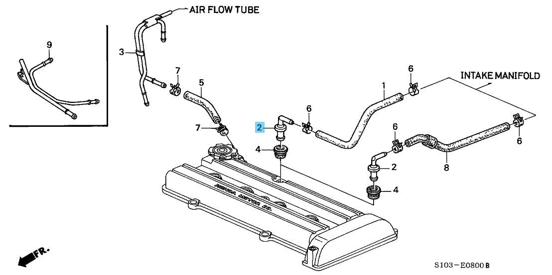 HONDA CR-V RD1 RD2 1997-2001 Genuine P.C.V Valve Assy 17130-PV3-013 OEM