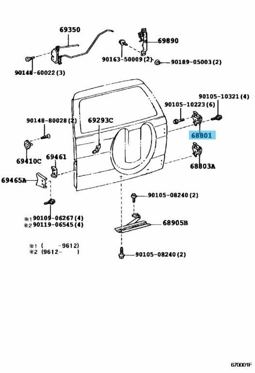 TOYOTA LAND CRUISER PRADO KZJ90 Genuine Upper/Lower Back Door Hinge 68801-60030