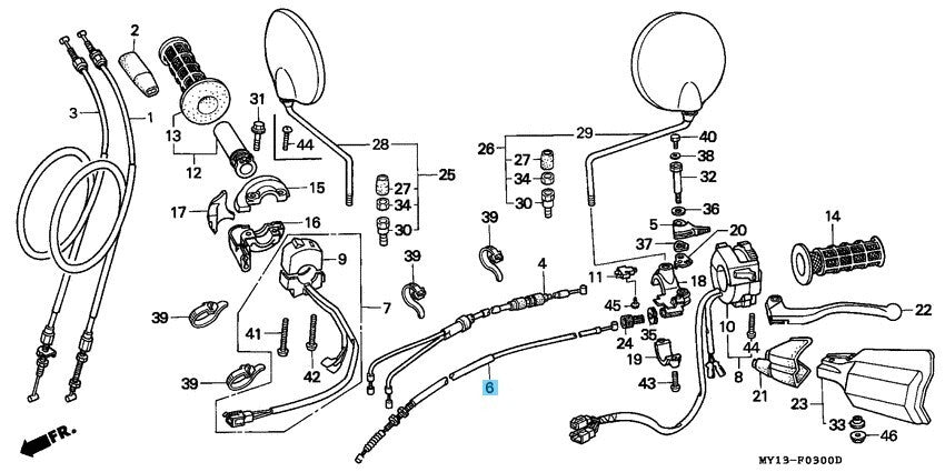 HONDA AFRICA TWIN XRV750 93-00 Genuine Clutch Cable Comp 22870-MY1-000 OEM