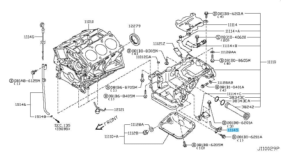 NISSAN GT-R R35 2009-2021 Genuine OIL Level Sensor Assy 11145-JF00A OEM
