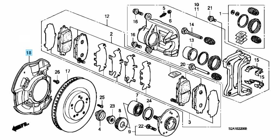 HONDA S2000 AP1 AP2 00-09 Genuine Front Brake Splash Guard Right & Left Set OEM