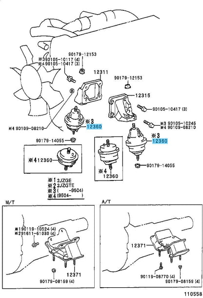 TOYOTA SUPRA JZA80 '93-95 Genuine Front Engine Mounting Insulator 12360-46070 x1