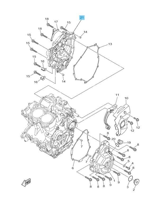 YAMAHA FZ-07 2015-2017 Genuine Crankcase 2 Cover 1WS-15421-00-00 OEM