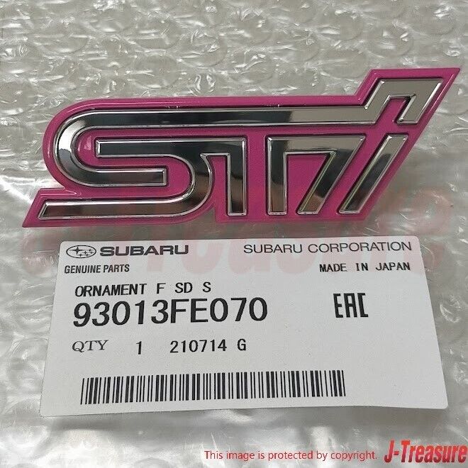 SUBARU Impreza WRX STi GDB Genuine Mesh Grill Pink "STi" Emblem BKT CLP Set OEM