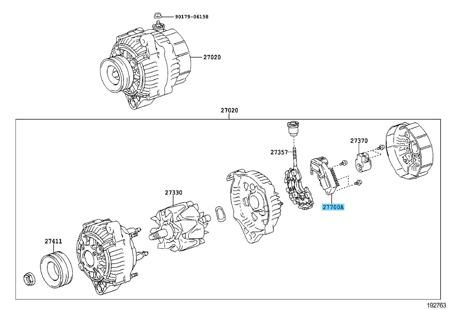 TOYOTA LAND CRUISER HZJ71 '07- Genuine Generator Regulator Assy 27700-62030 OEM