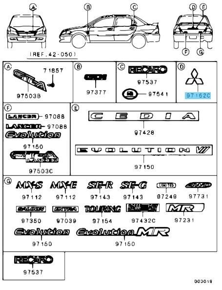 MITSUBISHI LANCER EVO 8 9 CT9A 04-05 Genuine Rear Three Dia Emblem 7415A012 OEM