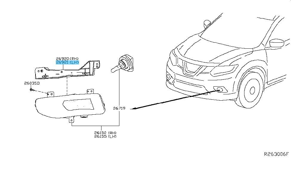 NISSAN ROGUE T32D T32J T32U 16-20 Genuine Fog Lamp Assembly LH 26155-8995A OEM