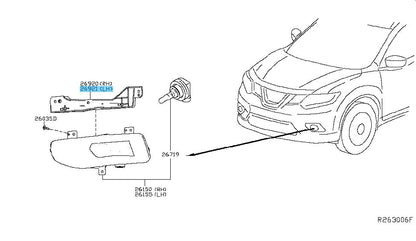 NISSAN ROGUE T32D T32J T32U 16-20 Genuine Fog Lamp Assembly LH 26155-8995A OEM