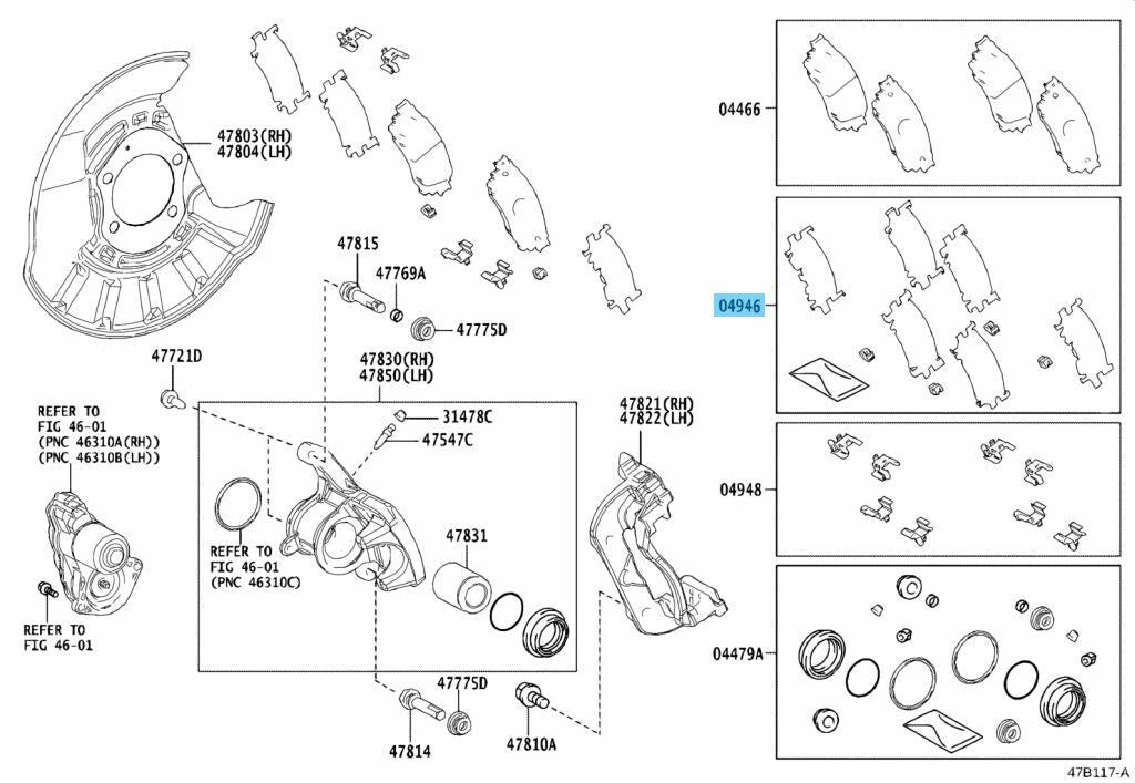 TOYOTA CAMRY AXVA70 2018-2019 Genuine Rear Anti Squeal Shim Kit 04946-33090 OEM