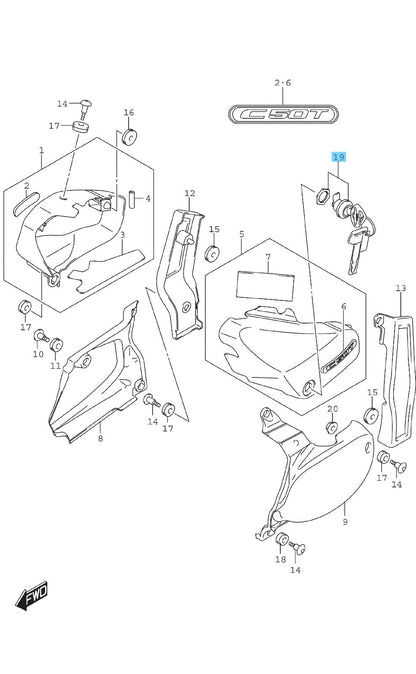 SUZUKI BOULEVARD C50 VL800 2022-2024 Genuine Cover Lock Set 95700-07861 OEM