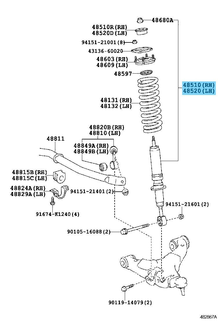 TOYOTA LAND CRUISER UZJ200 Genuine Front Shock Absorber RH LH 48510-69365 x2 Set