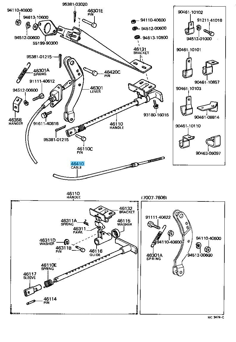 TOYOTA LAND CRUISER BJ40 72-77 Genuine Parking Brake Cable Assy 46410-60011 RHD