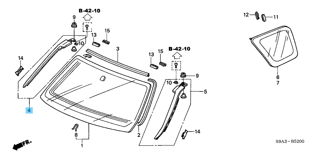 HONDA CR-V RD# 02-06 Genuine Front Windshield Pillar Side Garnish Assy Right