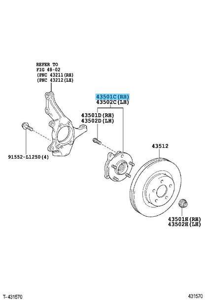 TOYOTA RAV4 ACA3# 2006-2018 Genuine Front Axle Hub Sub-Assy 43550-42020 OEM