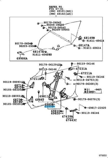 TOYOTA MARK2 JZX90 94-96 Genuine F/Door Window Regulator LH 69802-22151 OEM