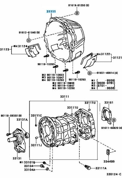 TOYOTA 1JZ-GTE EFI Genuine Clutch Housing Bell R154 5-Speed MTM 31111-14111 OEM