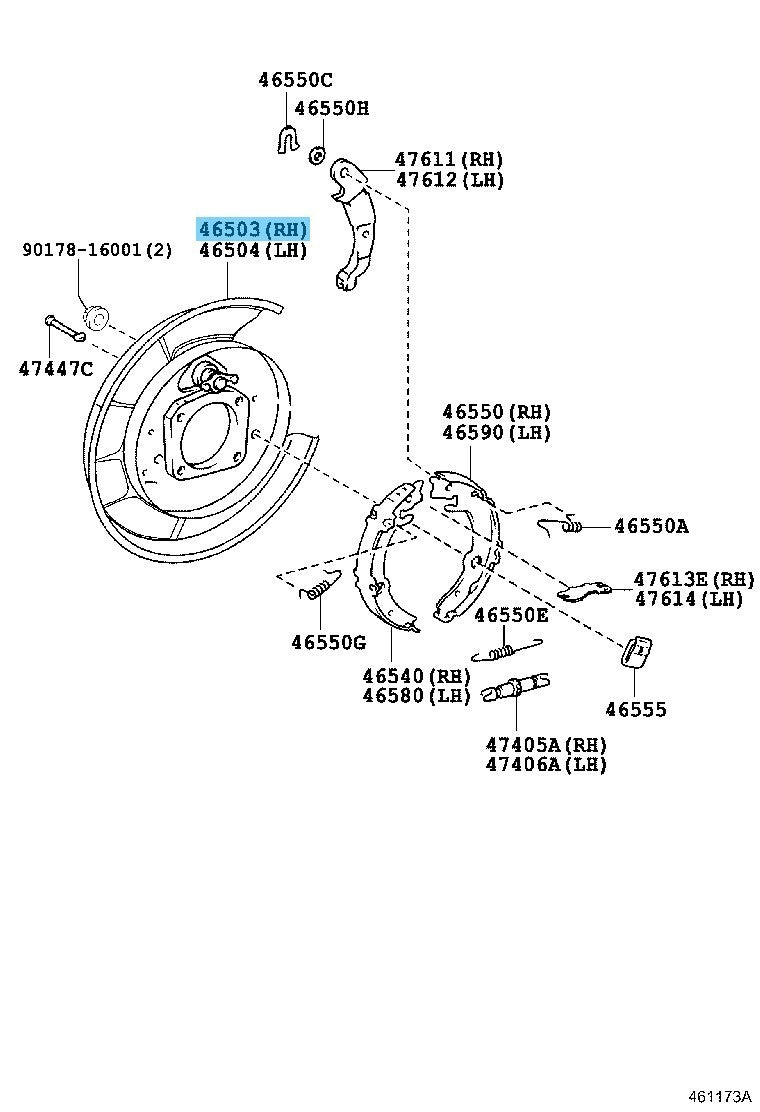 TOYOTA PRIUS V ZVW41 12-17 Genuine Parking Brake Plate Sub Assy RH 46503-47030