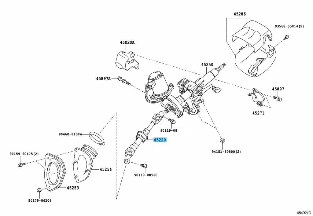 TOYOTA HIGHLANDER 08-13 Genuine Steering Intermediate Shaft Assy 45220-48171 OEM