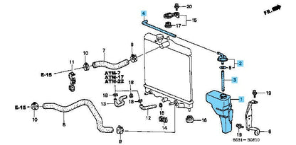 HONDA CIVIC TYPE-R EK9 96-00 Genuine Coolant Reservoir Tank & Cap & Hose Set OEM